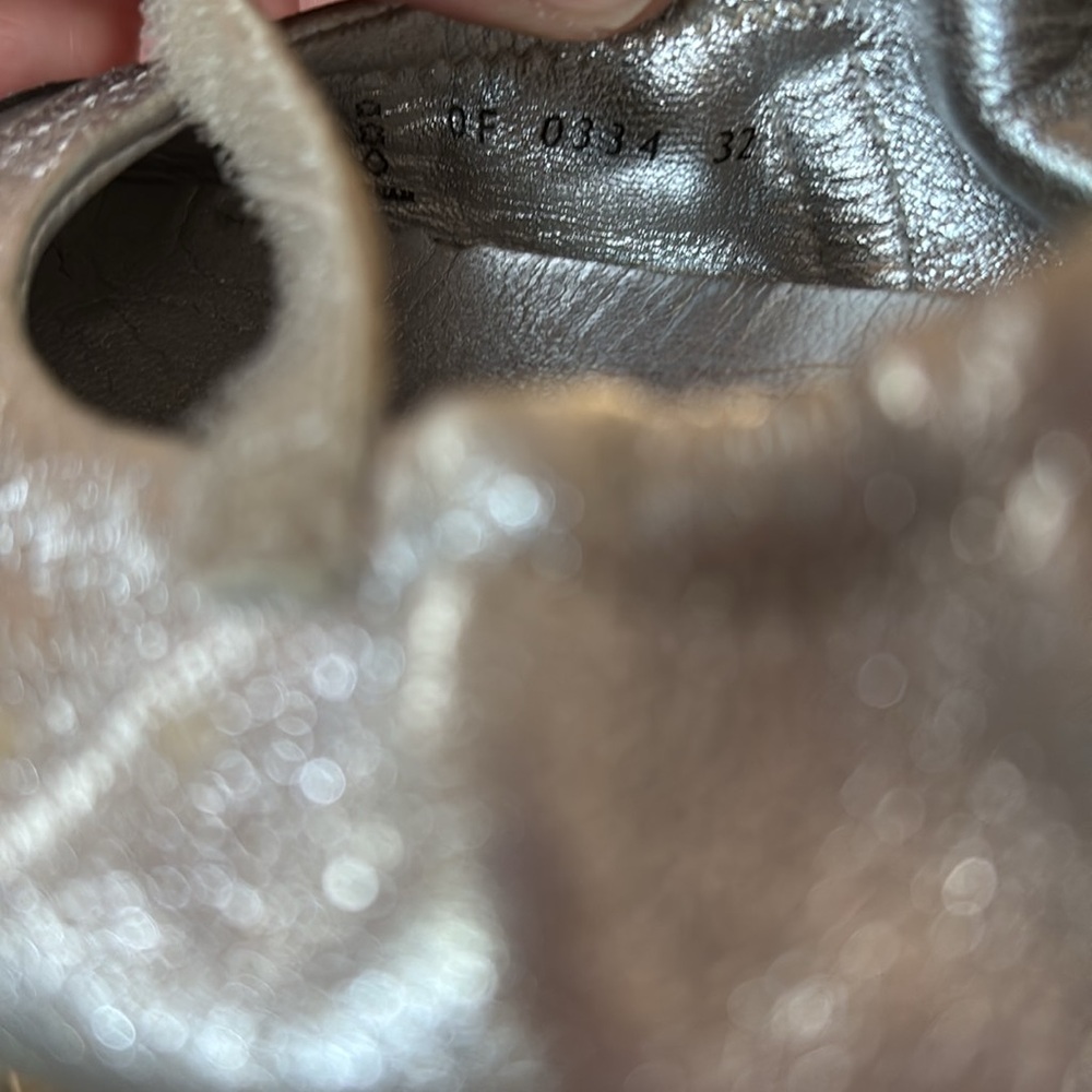 PRADA GIRLS SILVER MARY JANE FLATES-1 - Picture 11 of 13